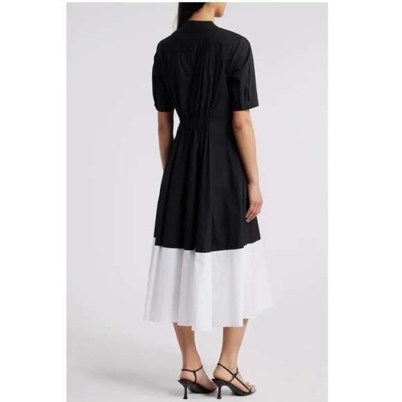 Halogen Front Seam A-Line Midi Dress Rich Black - Picture 3 of 10